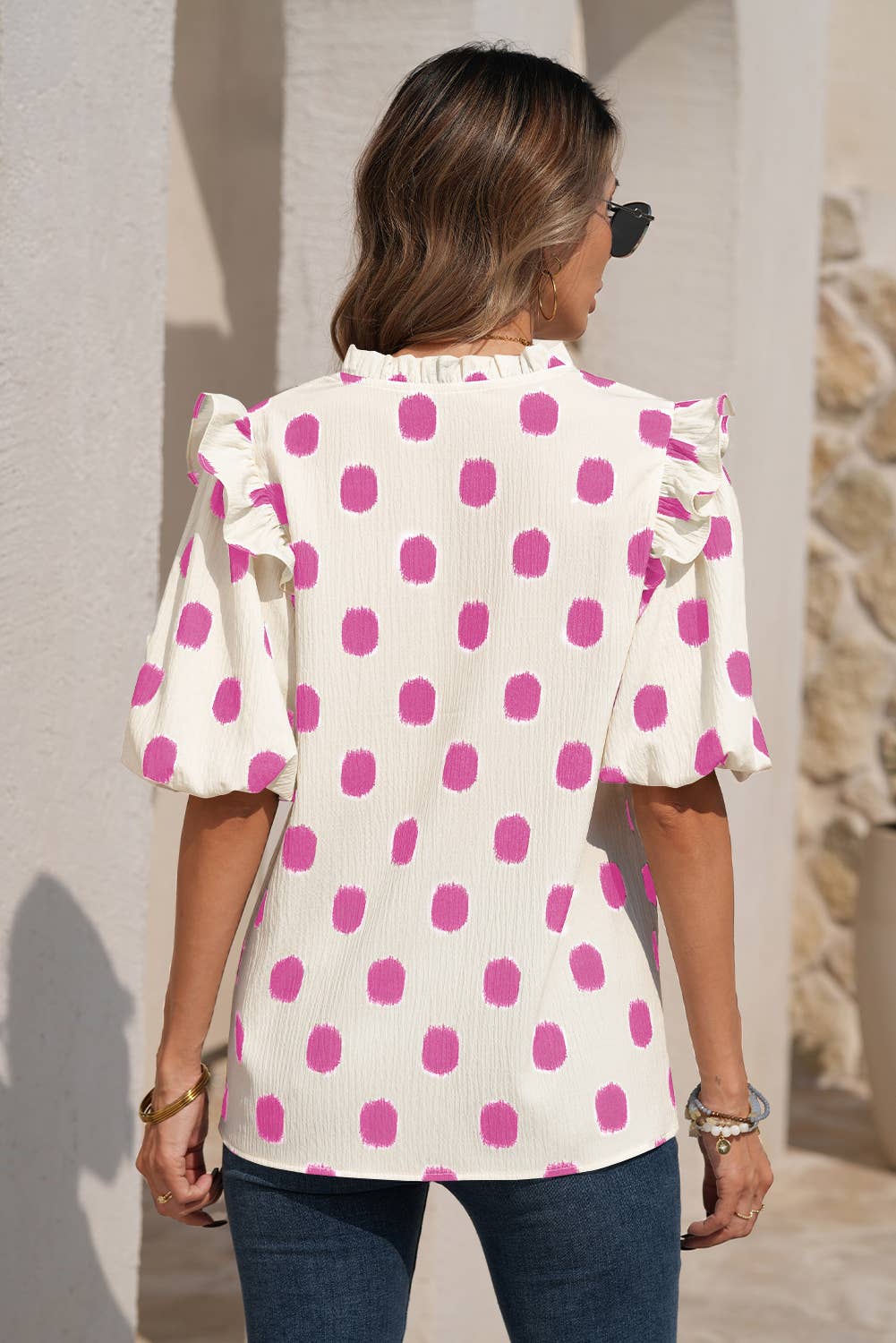 Emma's Polka Dot Ruffle Blouse