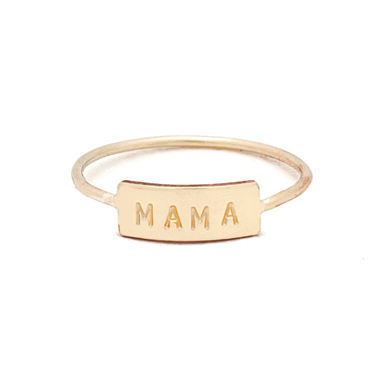 Mama Bar Ring - Hand Stamped, Waterproof, Tarnish Resistant
