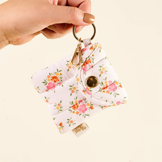 Puffy Floral Earbud Case Keychain
