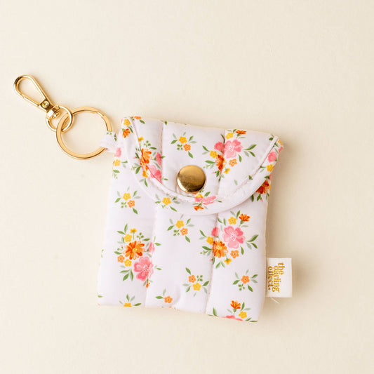 Puffy Floral Earbud Case Keychain