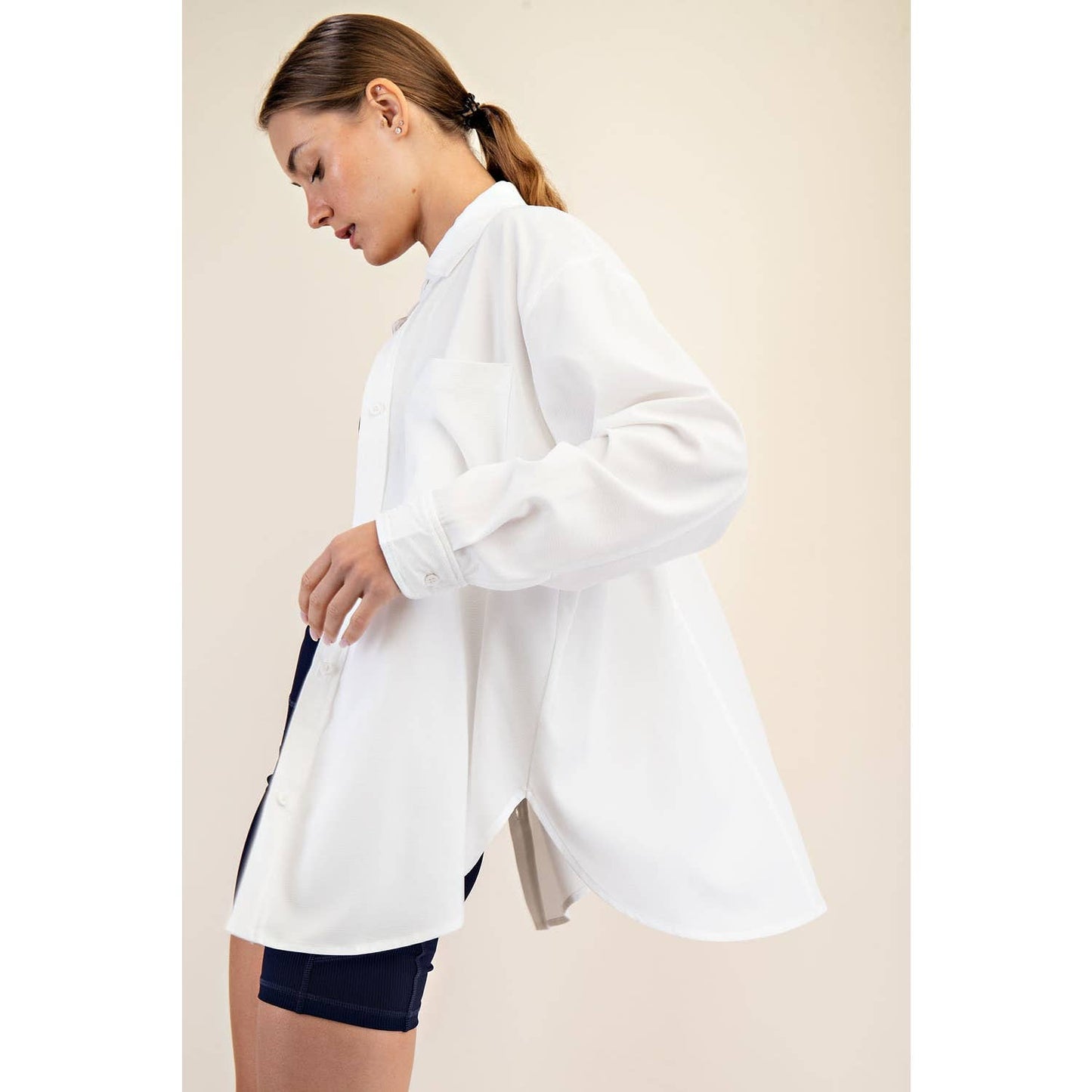 Relaxed Fit Button Down, White