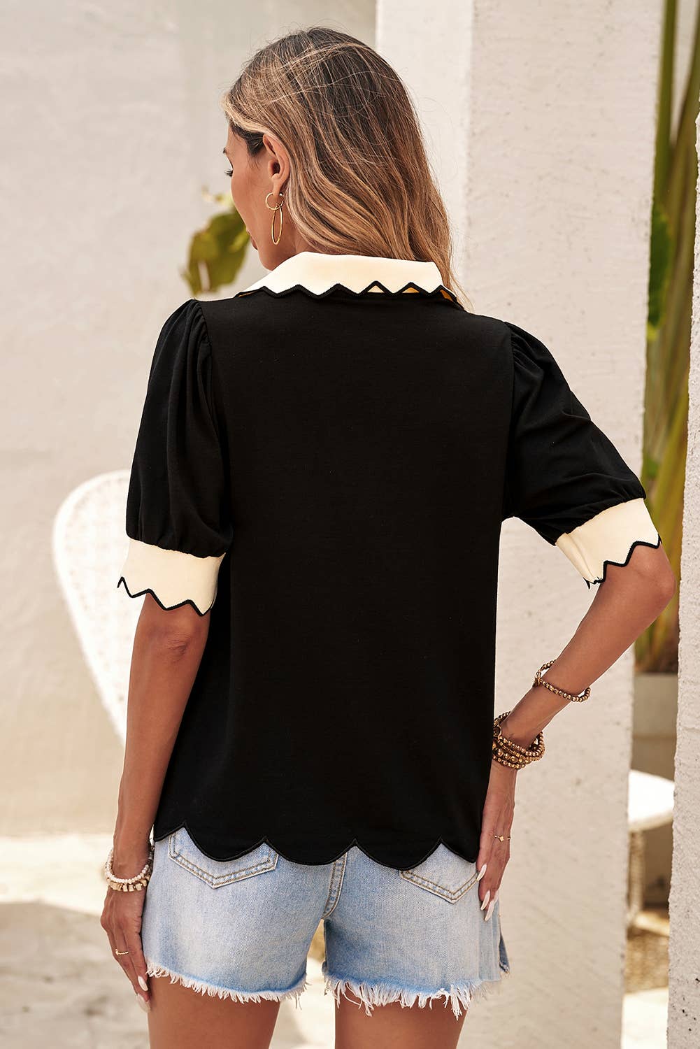 Connie's Contrast Collared Blouse