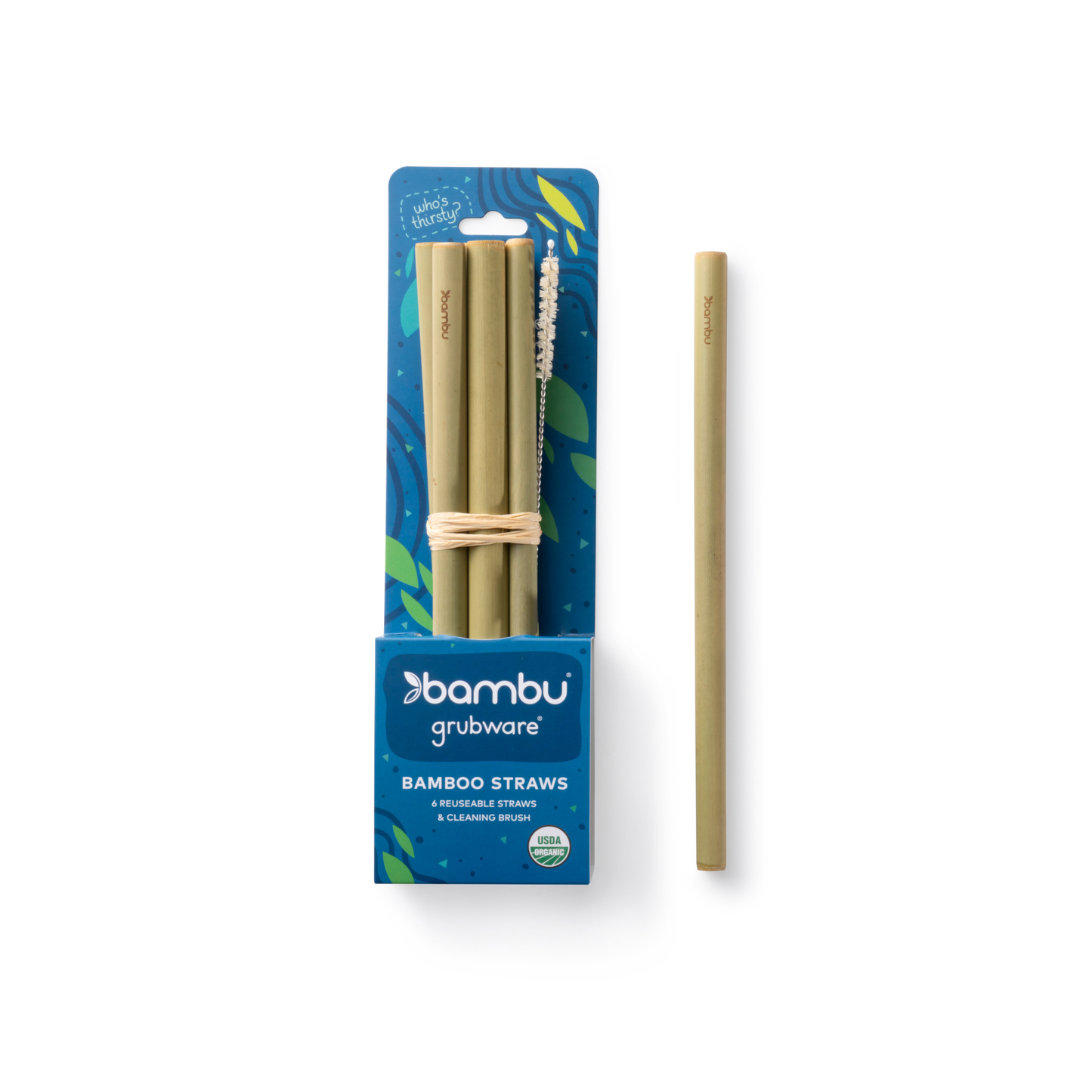 Original Reusable Green Bamboo Straws - Set of 6