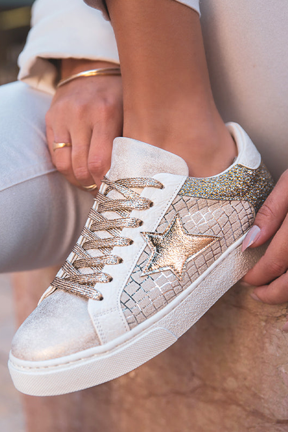 Glitter Star Leather Sneakers
