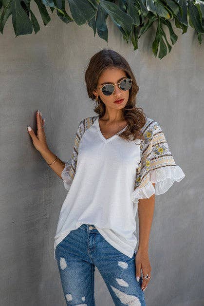 Ruffle Sleeve Top