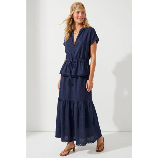 Emma's Scallop Hem Linen Blouse