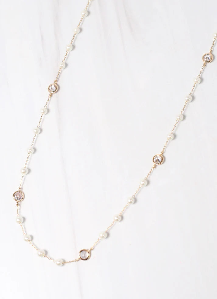 Piper Pearl and CZ Necklace