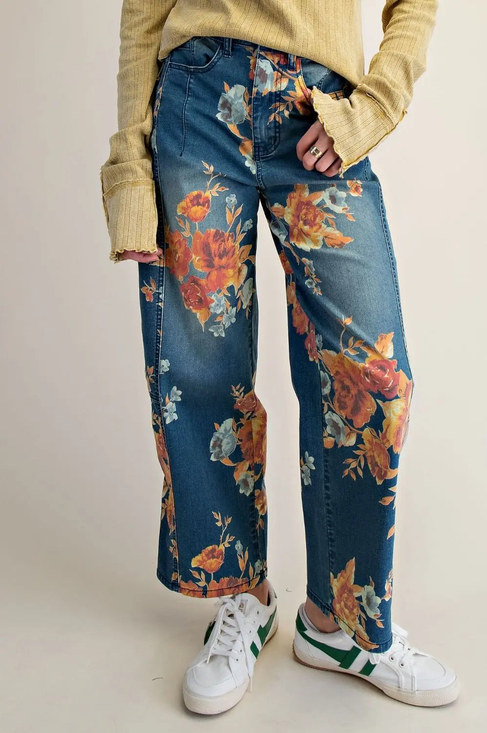 Olivia's Floral Barrel Jeans