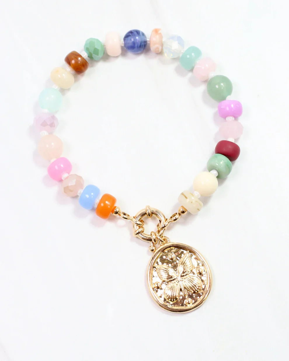 Alara Beaded Charm Bracelet Gold