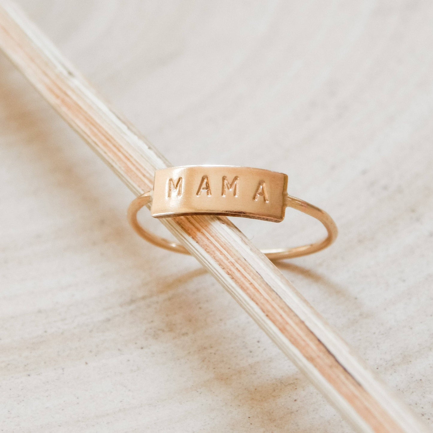 Mama Bar Ring - Hand Stamped, Waterproof, Tarnish Resistant