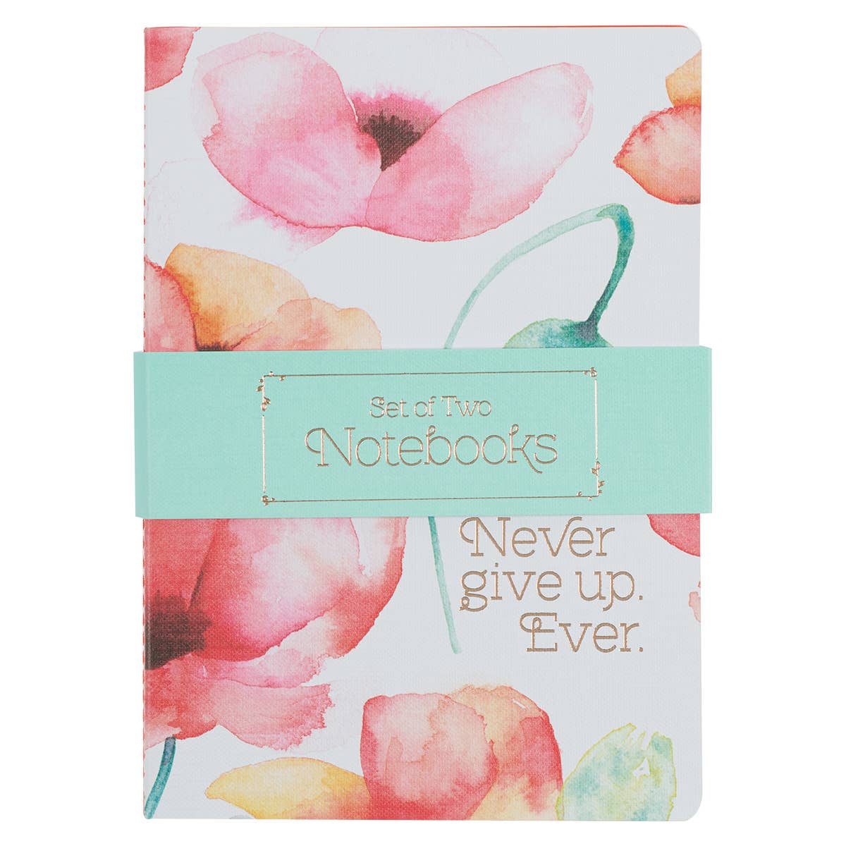 Never Give Up Coral Poppies Notebook Set