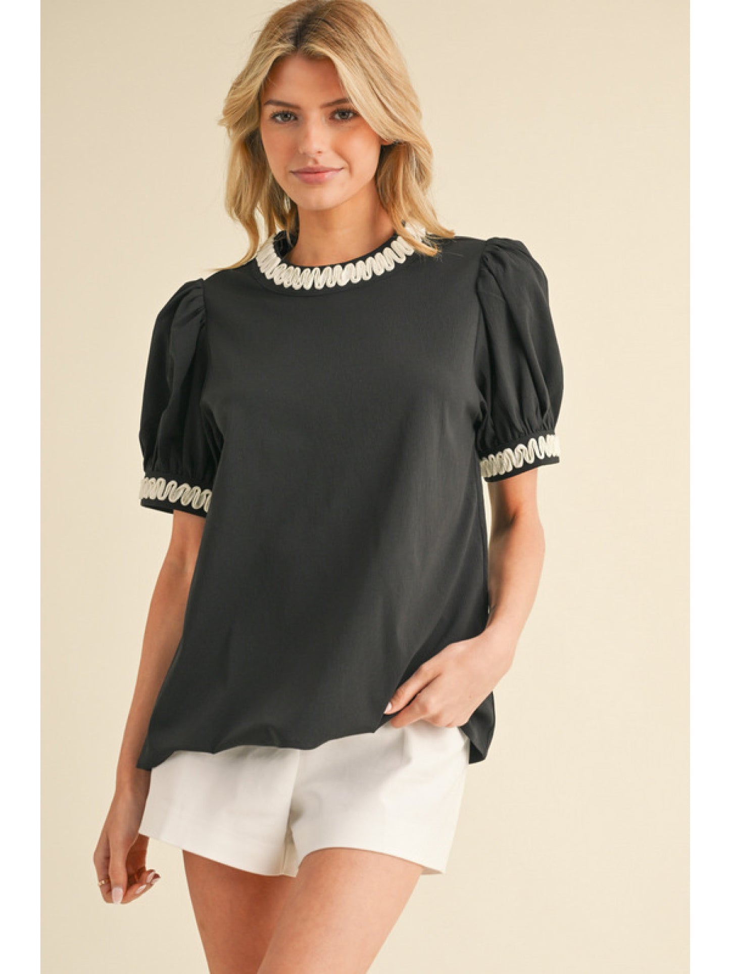 Celine's Swirl Trimmed Blouse