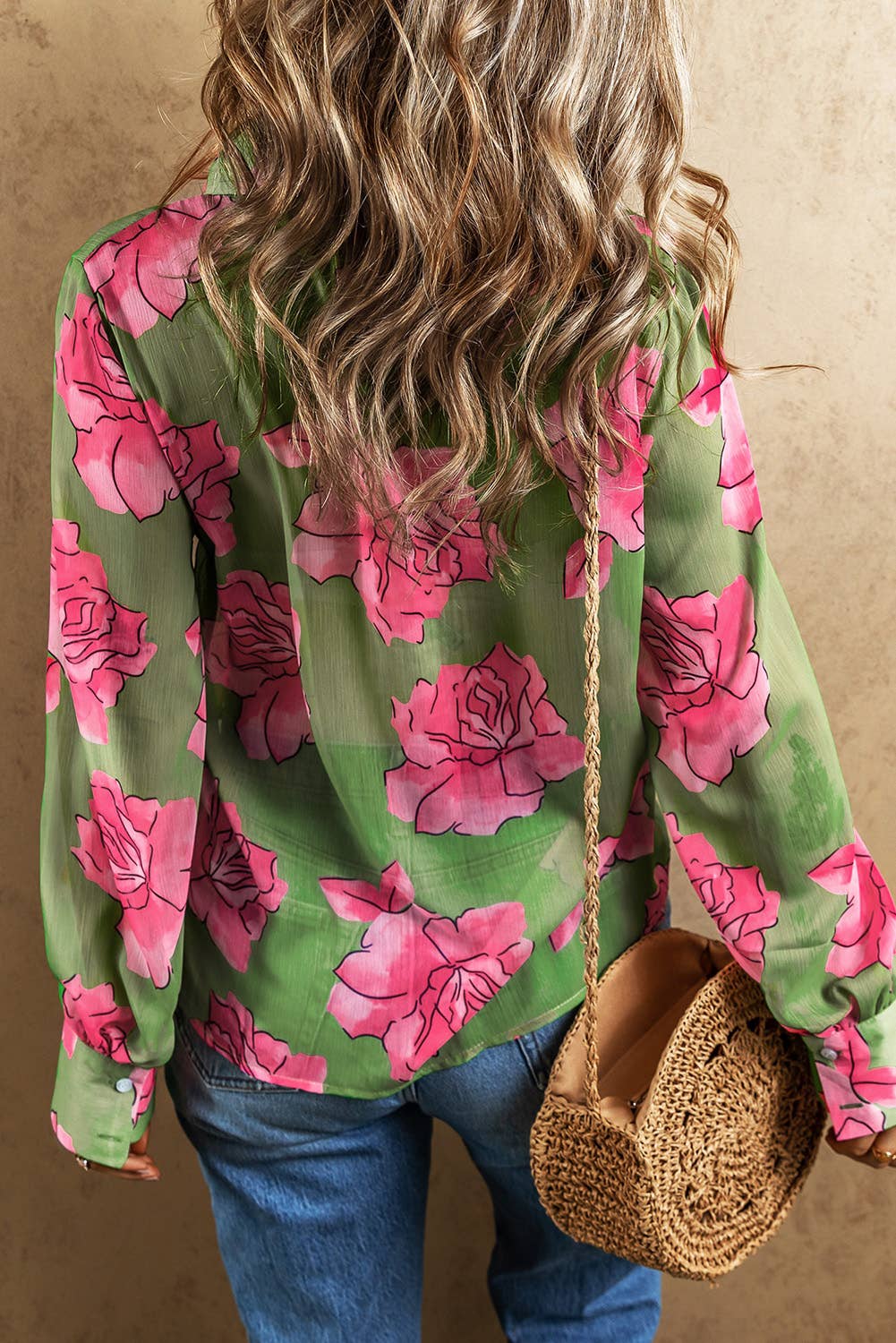 Green Floral Print Blouse