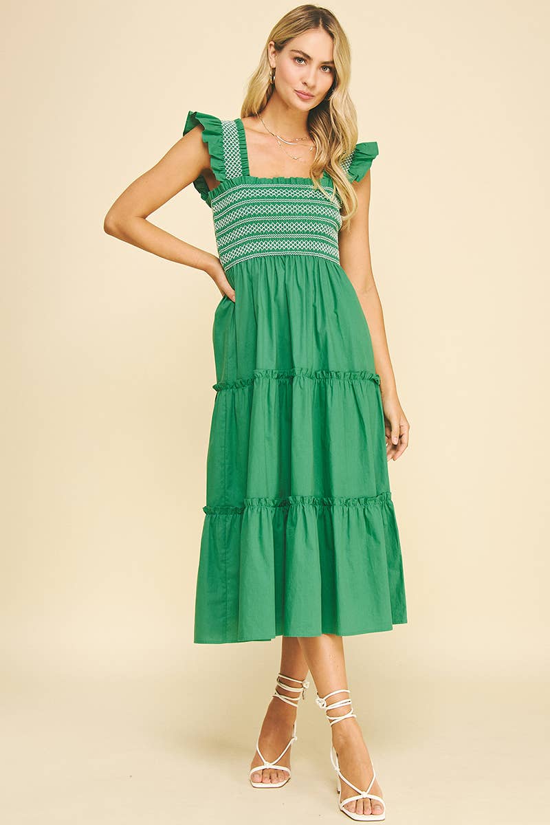 Lacey's Detailed Tiered Midi Dress