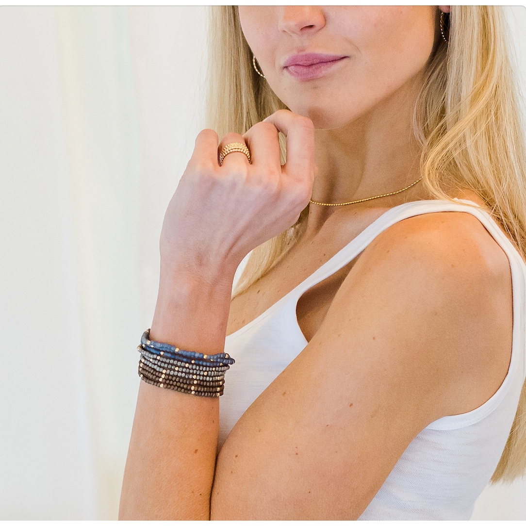Matte Gray + Gold Filled Classic Bracelet Stack
