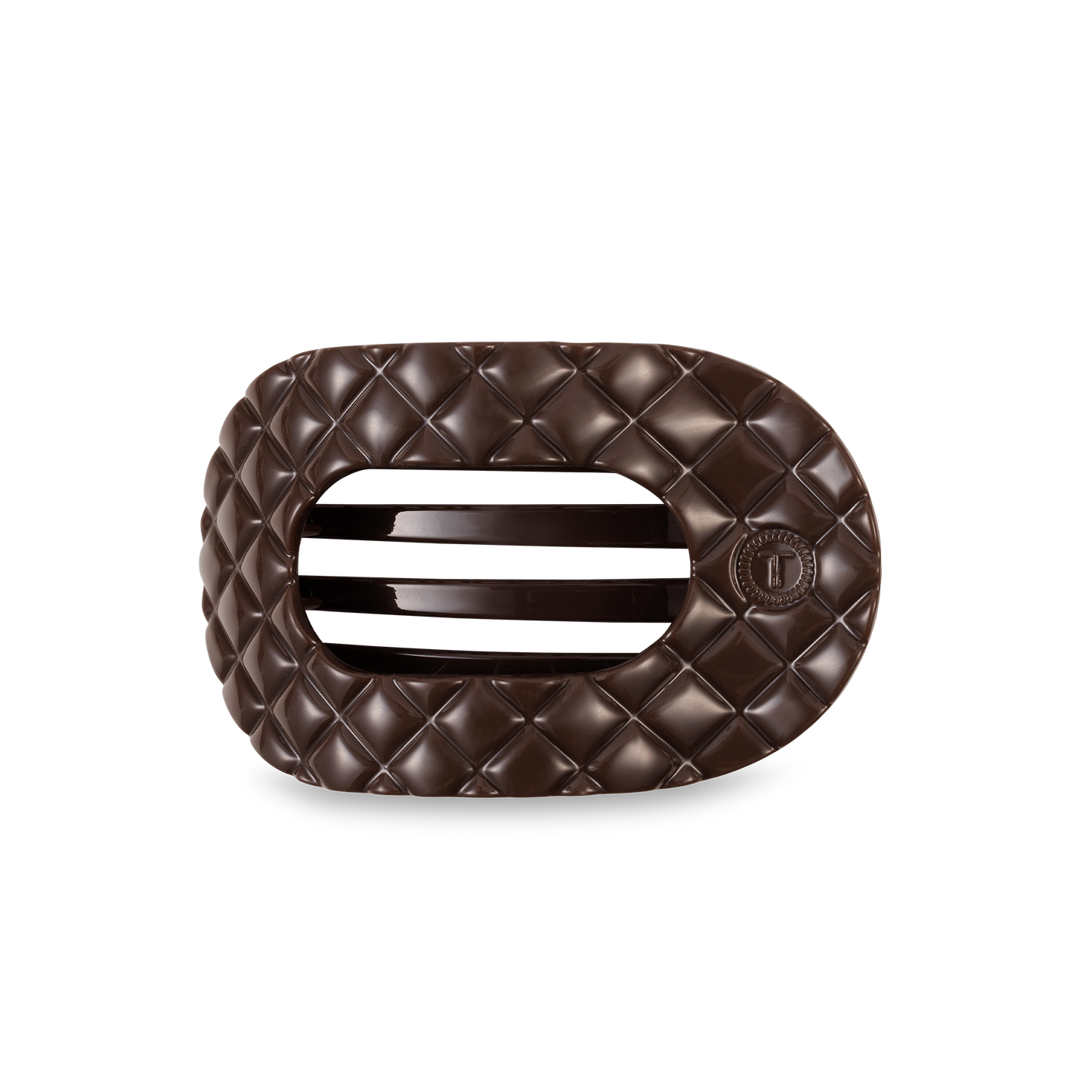 Flat Round Hair Clip | Medium | Truly Taupe Quilted