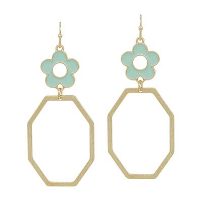 Mint Enamel Flower Earring