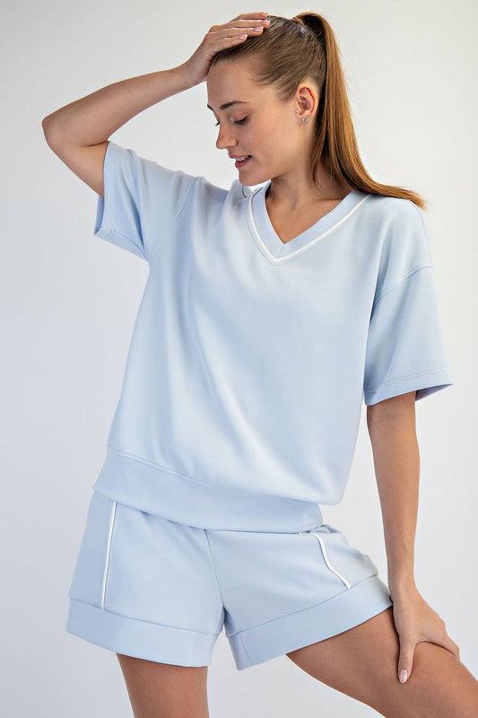Baby Blue Butter V Neck