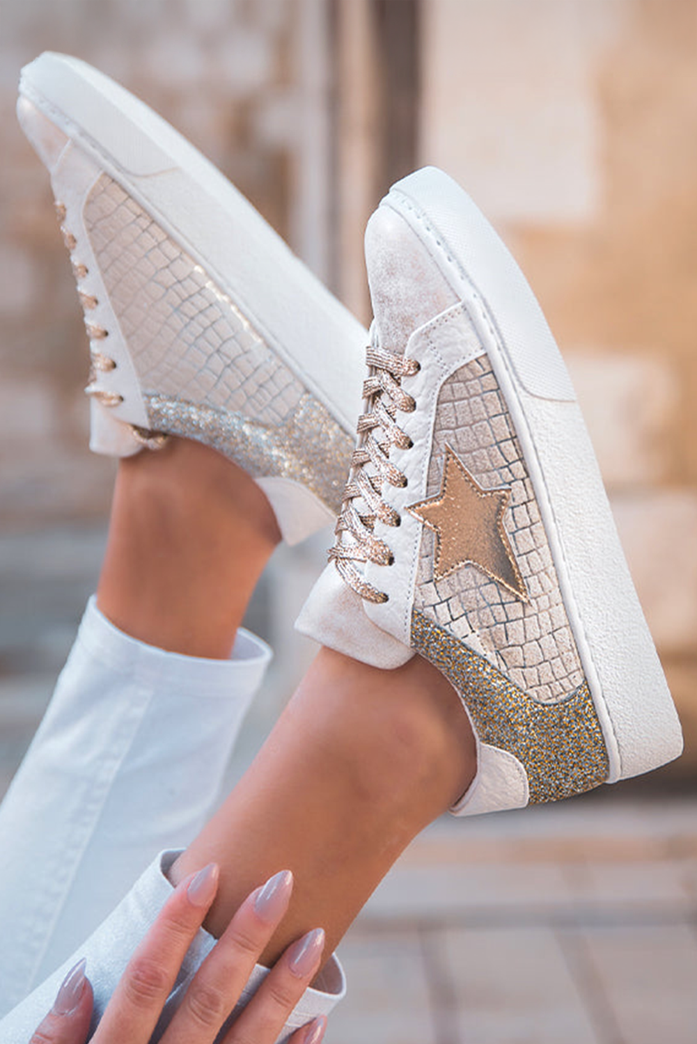 Glitter Star Leather Sneakers