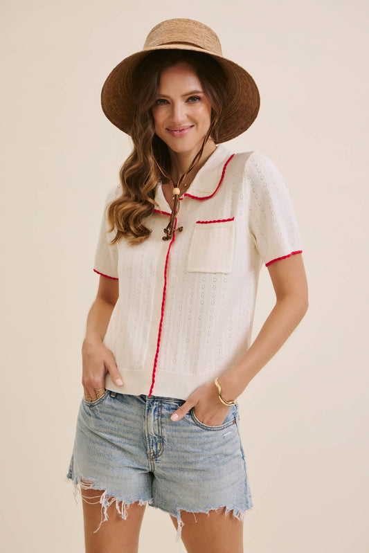 Sweet Scalloped Pointelle Top