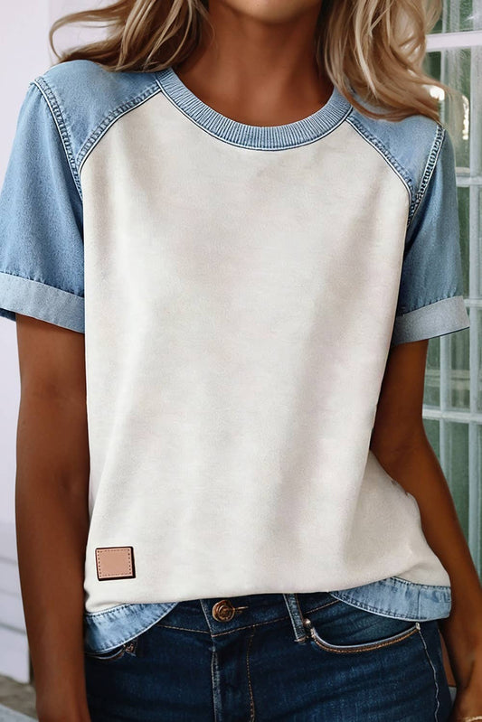 Denim Color Block Tee