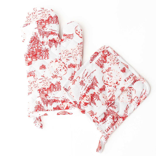 Santa Toile Oven Mit Set