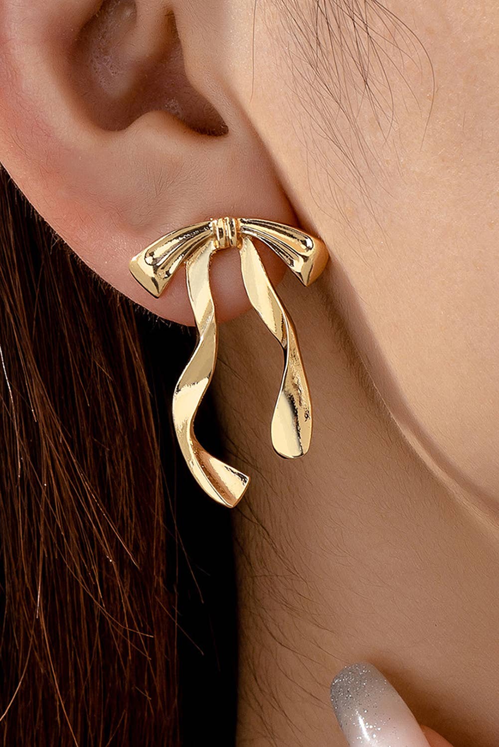 Bow Knot Plated Alloy Stud Earrings