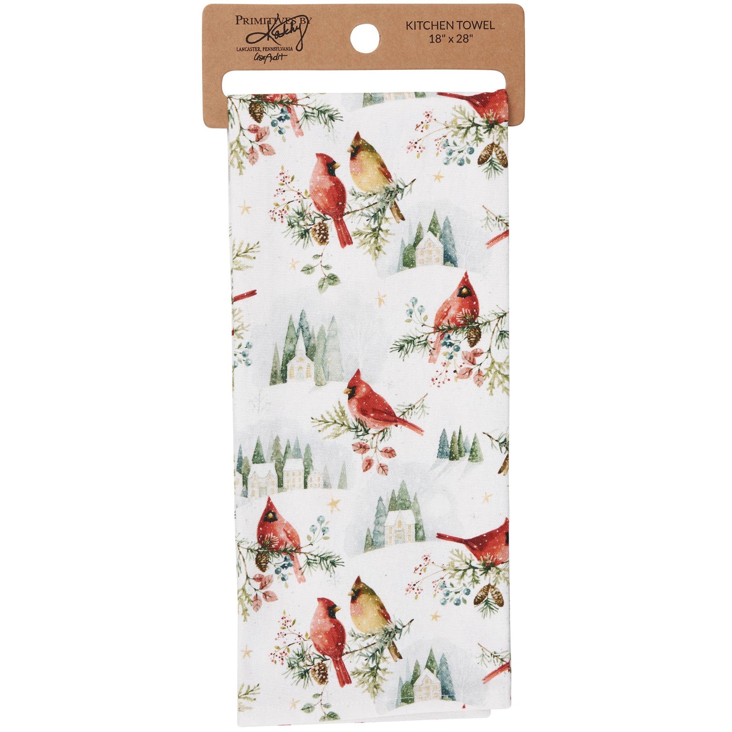 Winter Cardinals Kitchen Towel