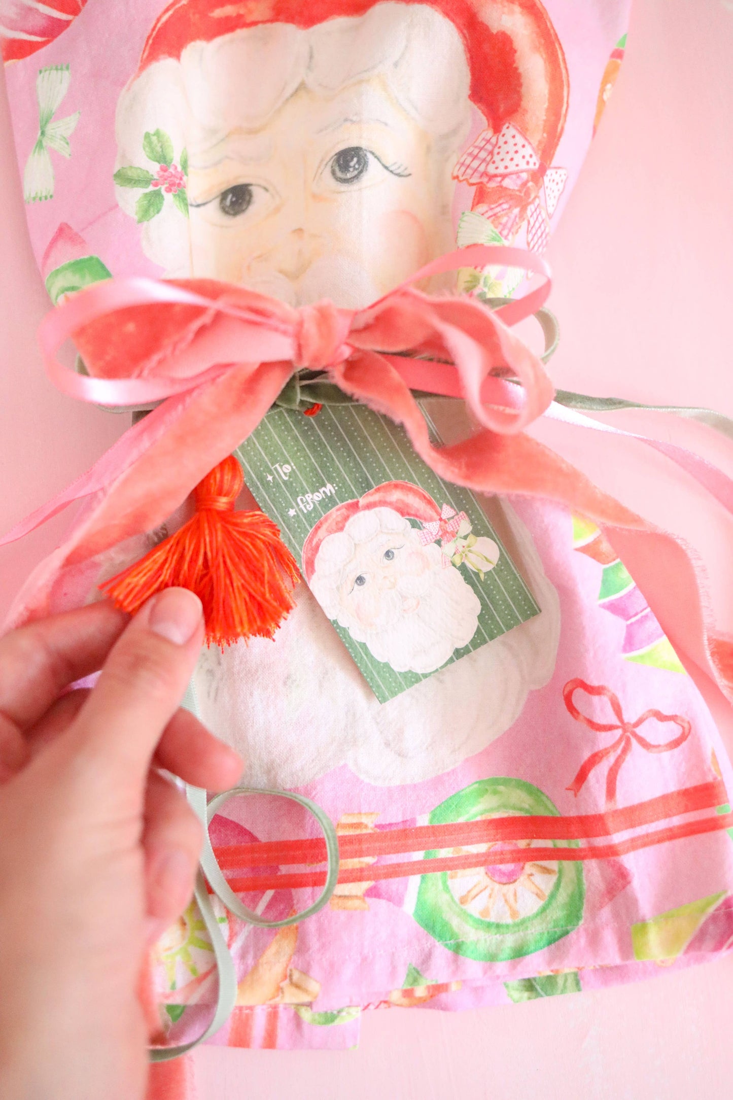 Pink Santa Tea Towel