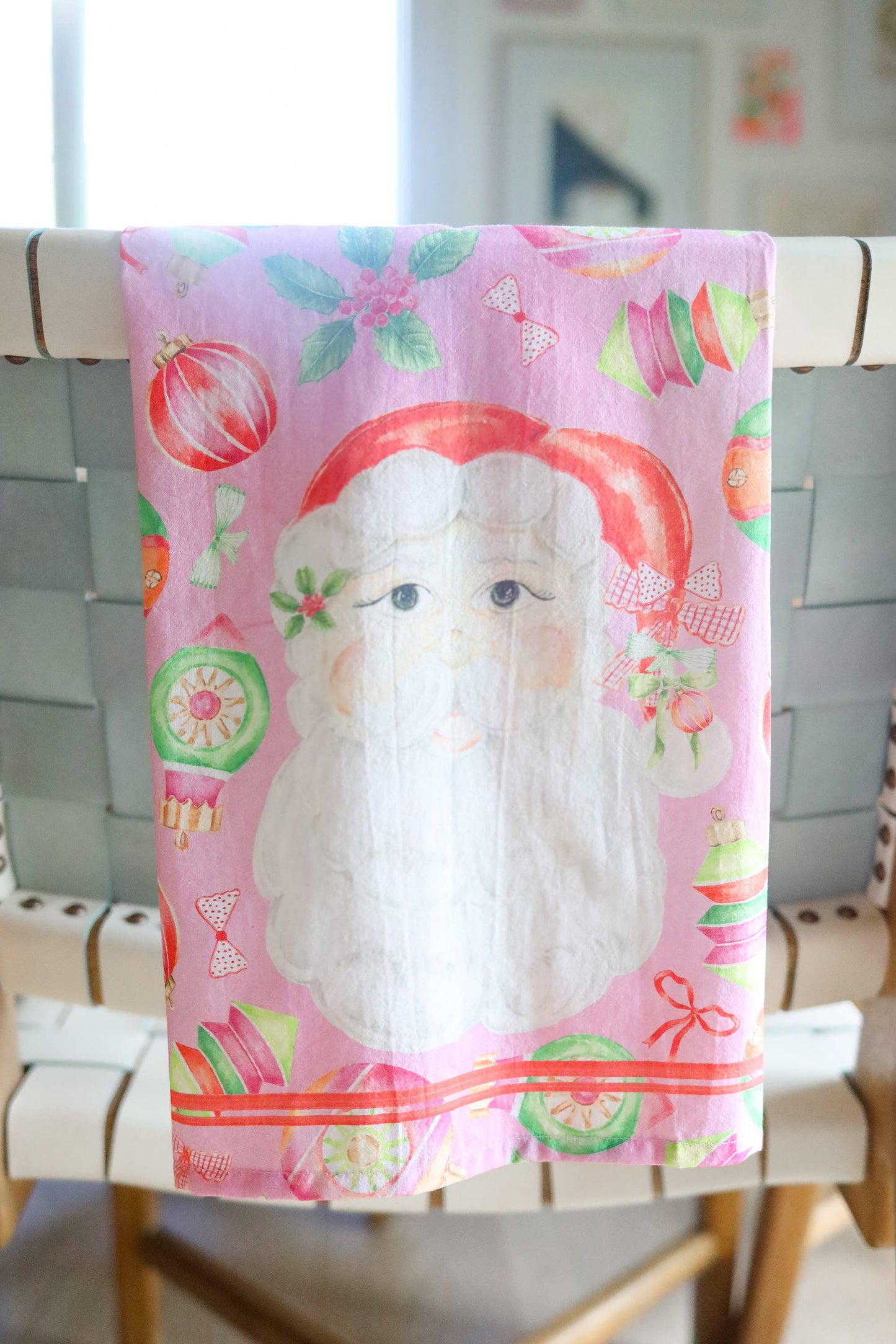 Pink Santa Tea Towel