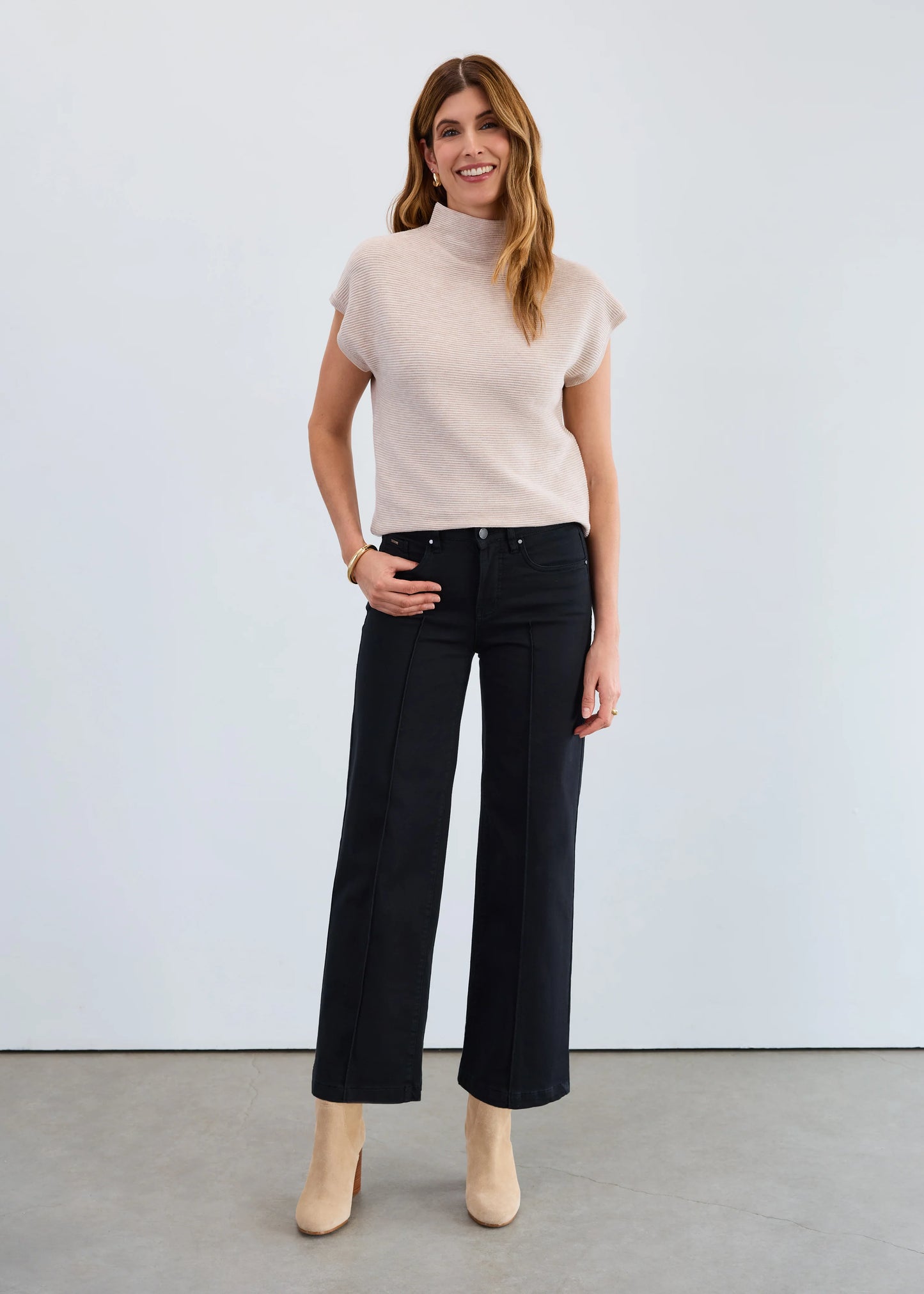 Olivia Wide Leg Jeans, Black