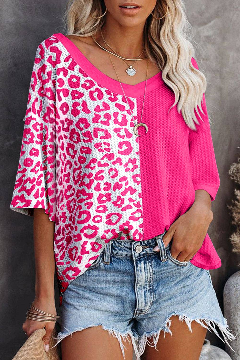 Leopard Color-block Top