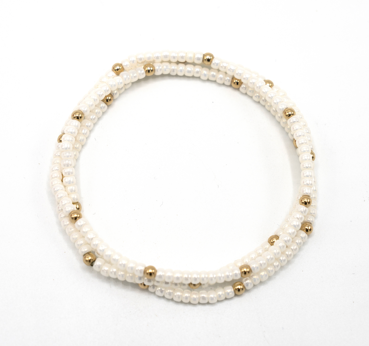 Pearl White + Gold Filled Classic Bracelet Stack