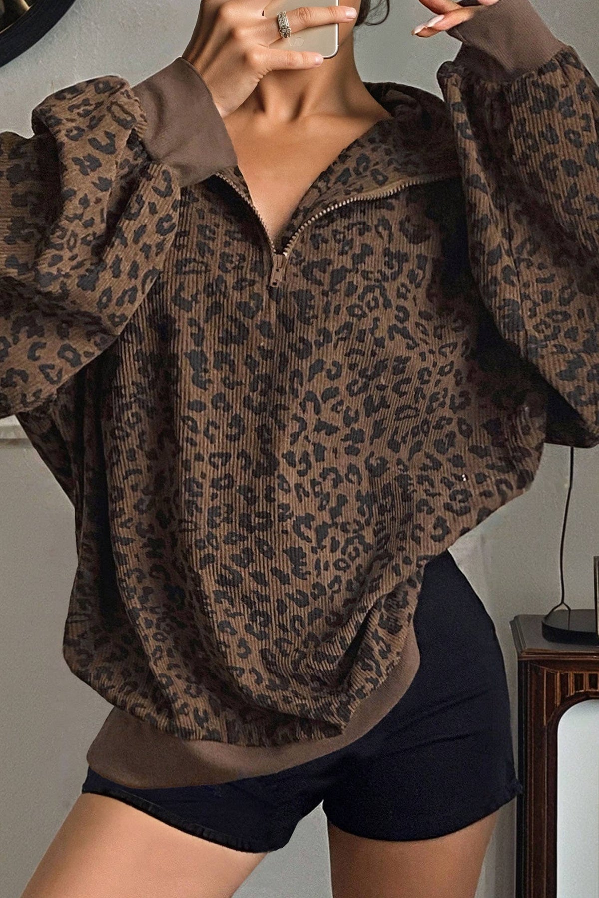 Luxe Leopard Quarter Zip
