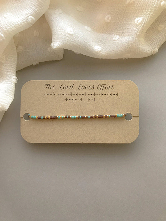 The Lord Loves Effort Morse Code Bracelet