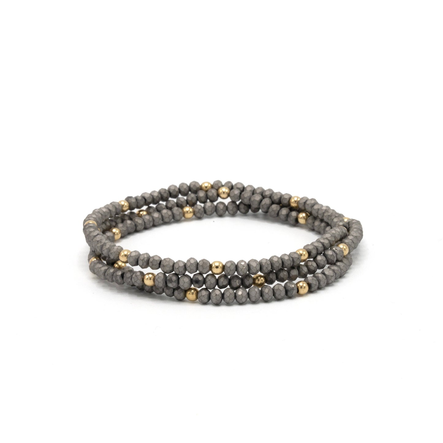 Matte Gray + Gold Filled Classic Bracelet Stack