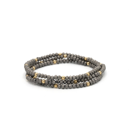 Matte Gray + Gold Filled Classic Bracelet Stack