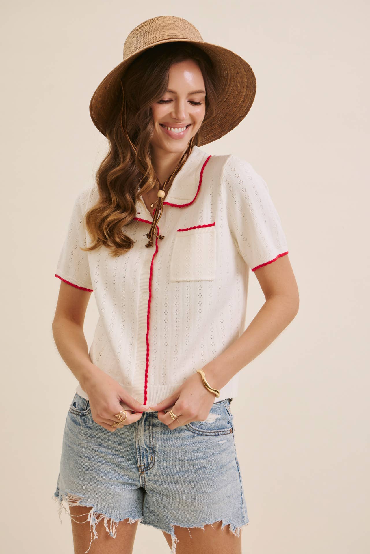 Sweet Scalloped Pointelle Top