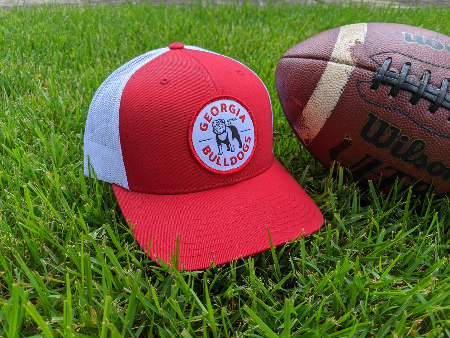 Red & White Georgia Bulldogs Trucker Hat