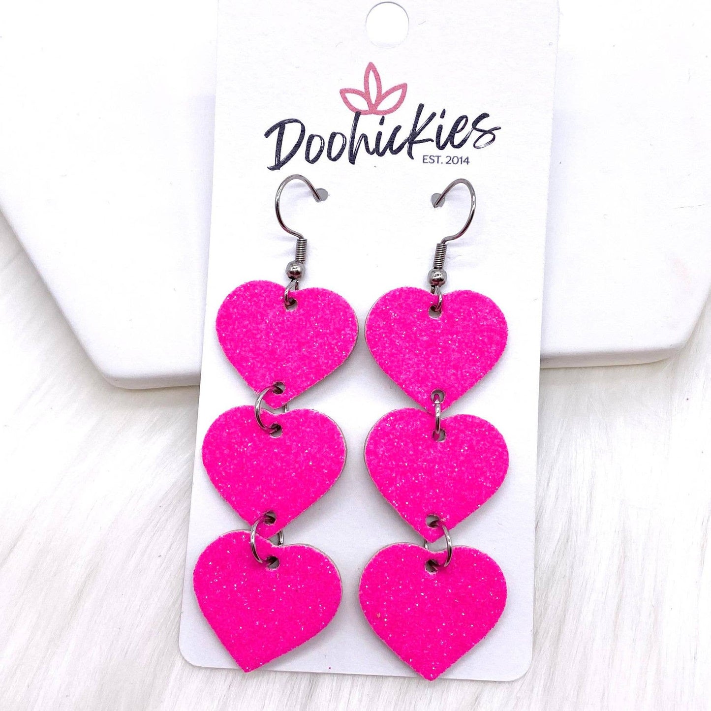 Hot Pink Glitter Hearts