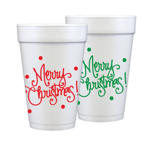 Foam Cups - Merry Christmas with Dots (3 colors)