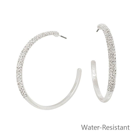 Silver Pave Hoop Earring