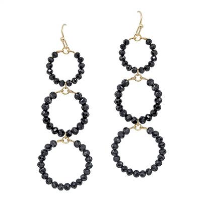 Black Crystal Triple Drop 2" Earring