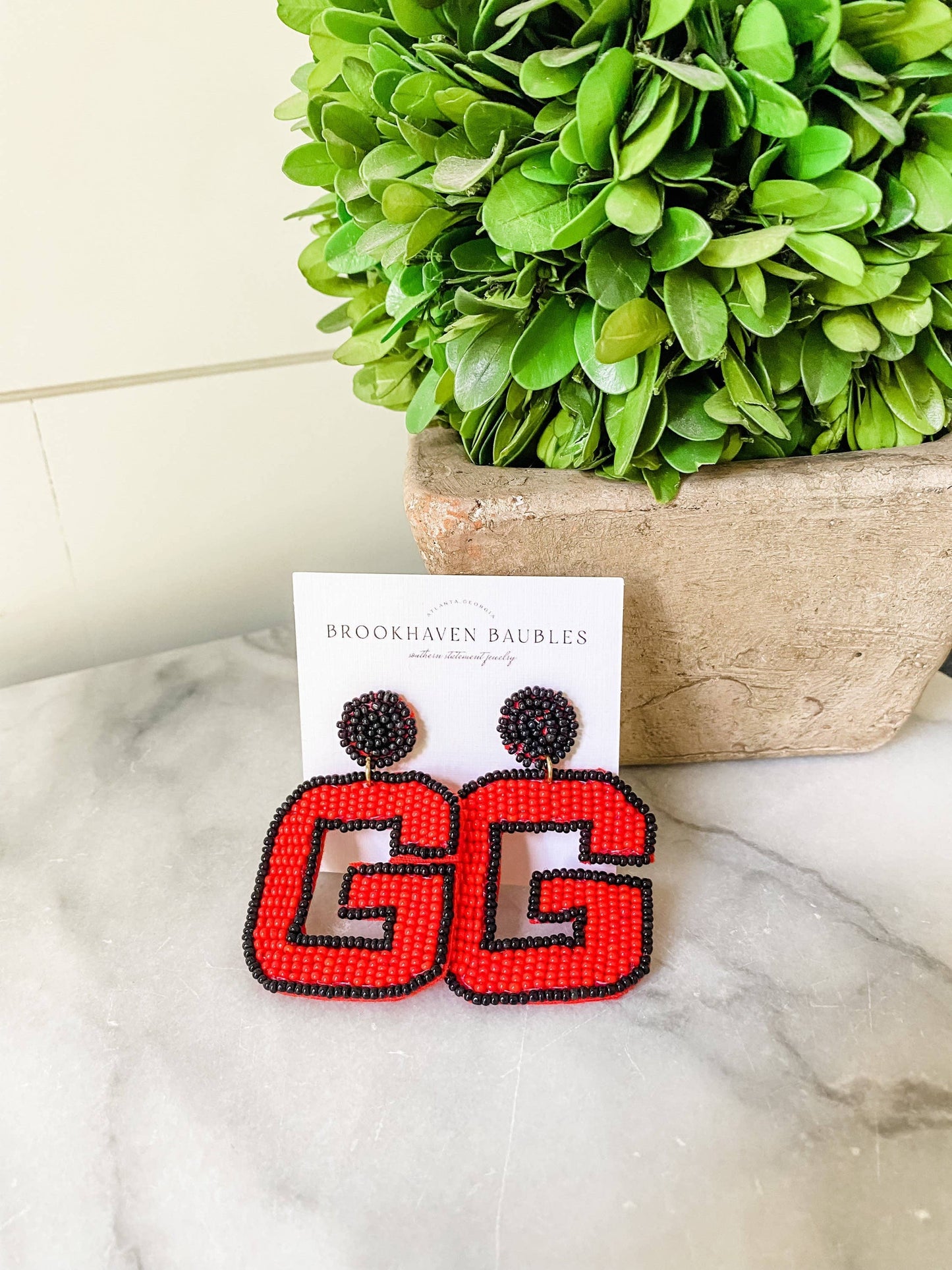 Red & Black G Earrings