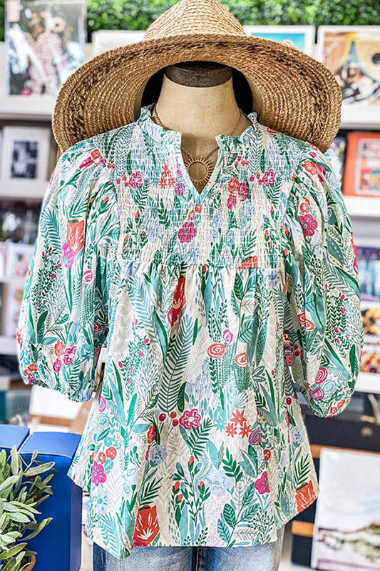 Mallory's Smocked Floral Blouse
