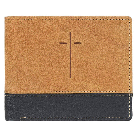 Wallet Leather Two-tone Brown Man Of God Cross