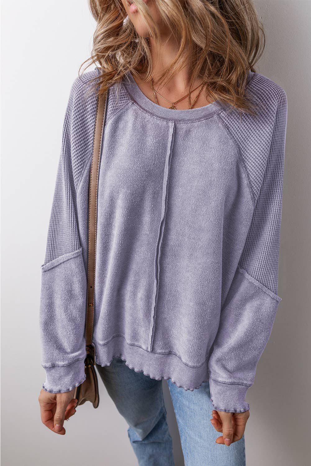 Orchid Waffle Knit Sweatshirt