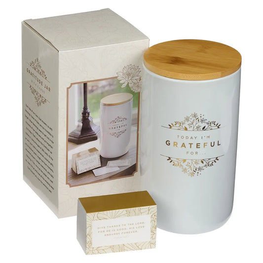 Grateful Ceramic Gratitude Jar with Cards