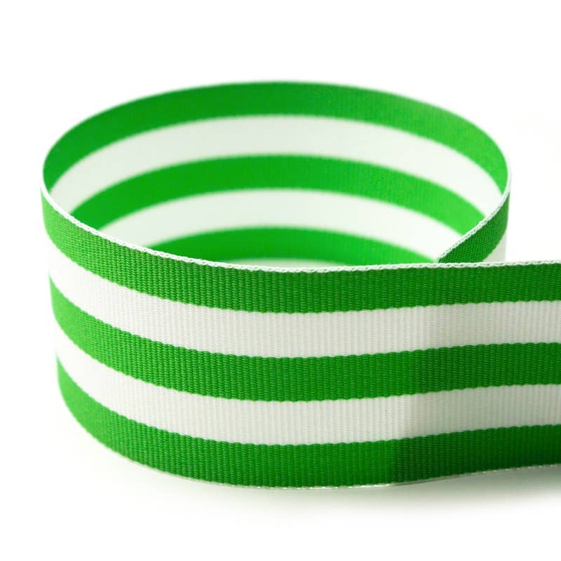 Preppy Striped Green Grosgrain Ribbon