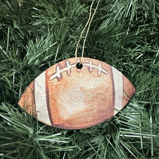 Football Wooden Christmas Ornament